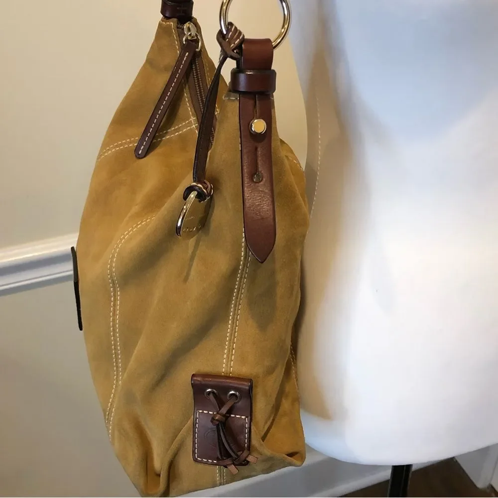 Vintage DOONEY & BOURKE Caramel Suede & Brown Leather Full Zipper Shoulder Bag